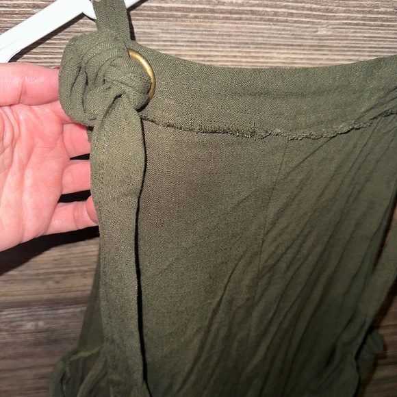 NATURAL LIFE Carly Olive Drab Green Jumpsuit Overalls Pockets Adjustable Linen - Picture 5 of 9